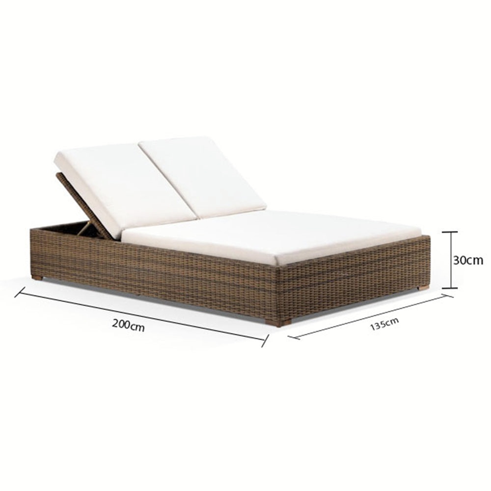 Classical Outdoor Wicker PE Rattan Double Seater Sun Lounger