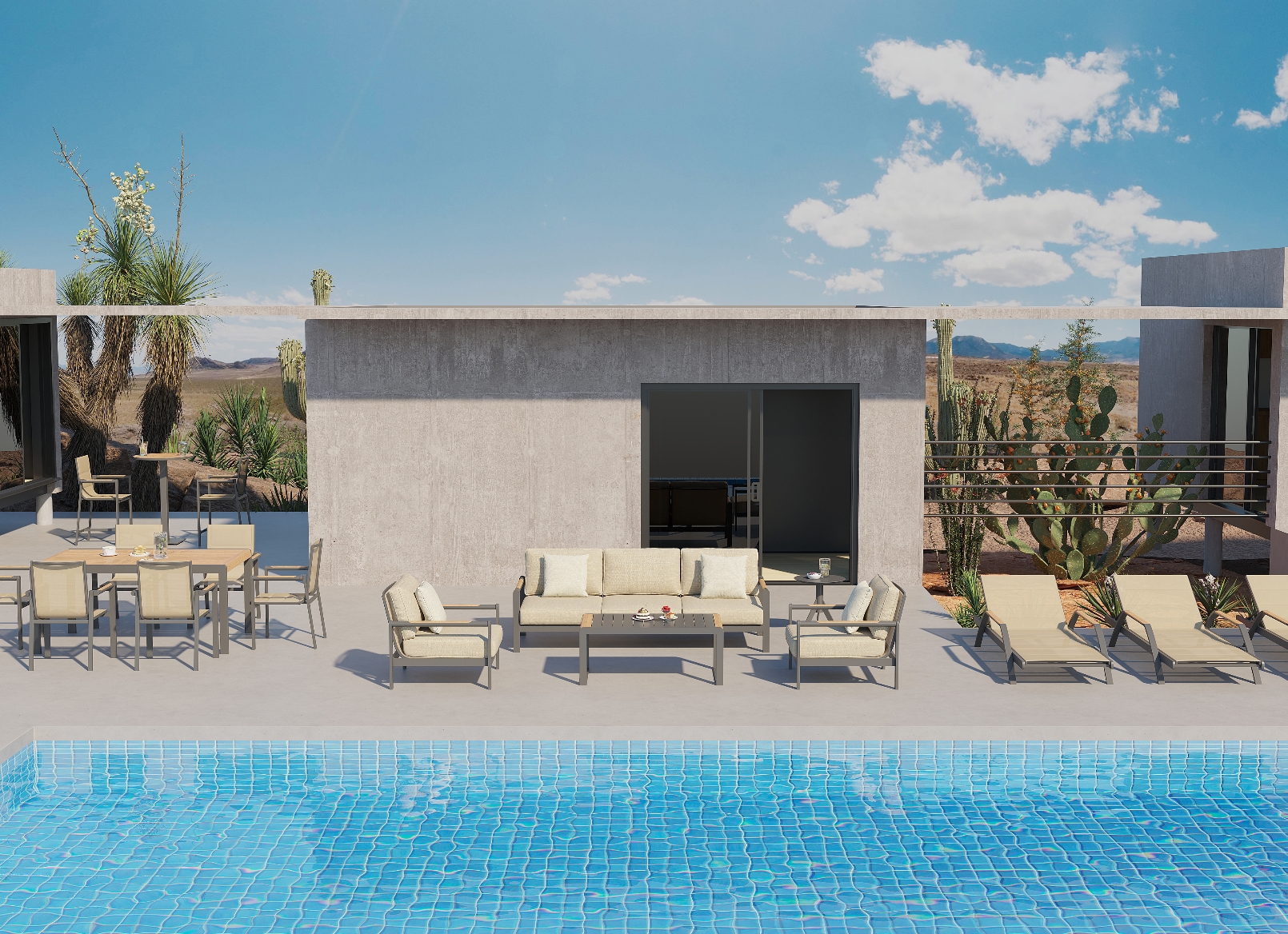 Aluminum Patio Sofa Sun Lounger And Dining Sets