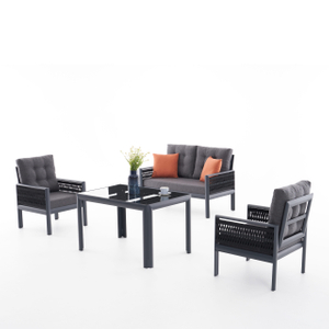 Simple Classical Style Outdoor Furniture Black Garden Sofa Sets