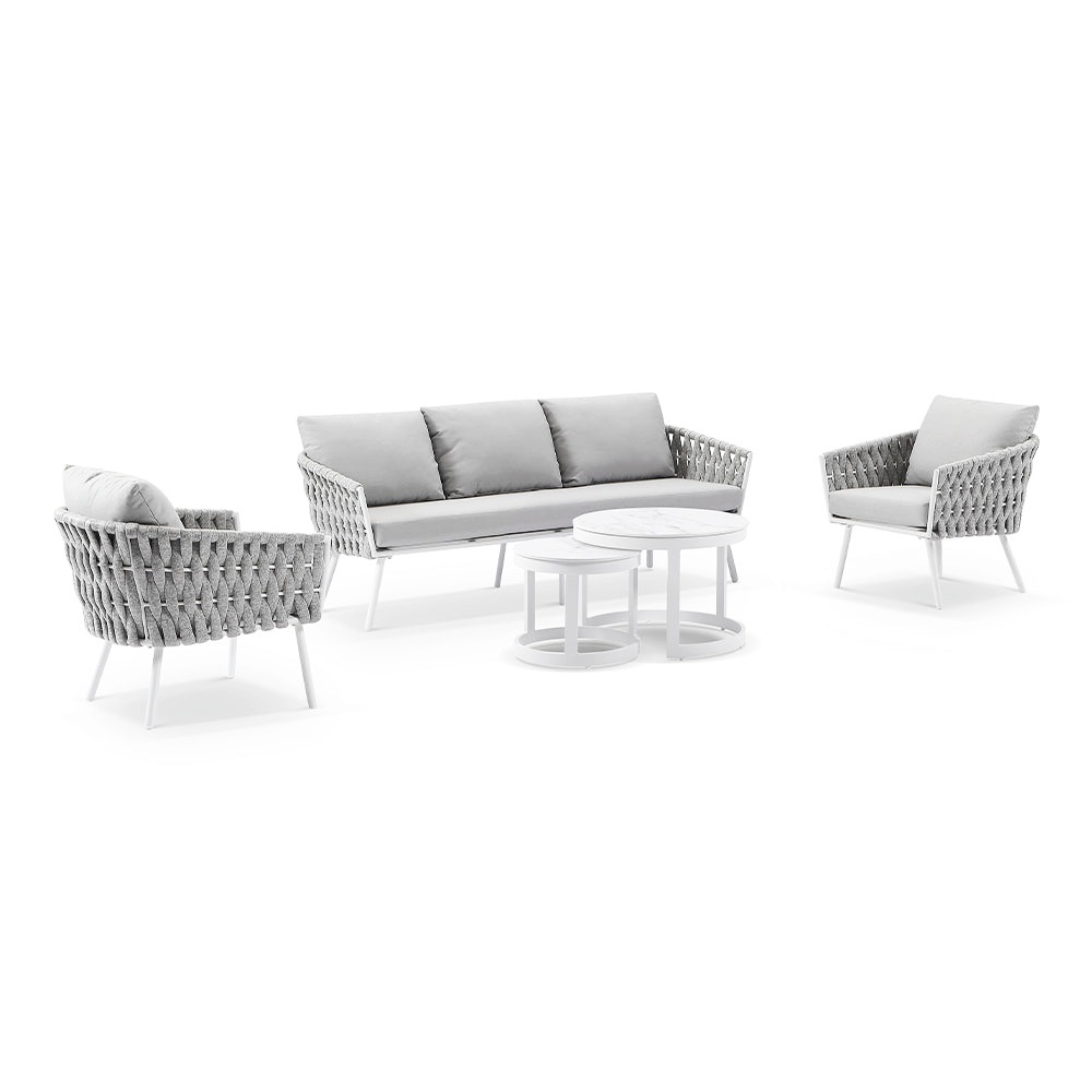 Hot Sale Outdoor 3+2+1 Rope Lounge sofa with Coffee Table Set 