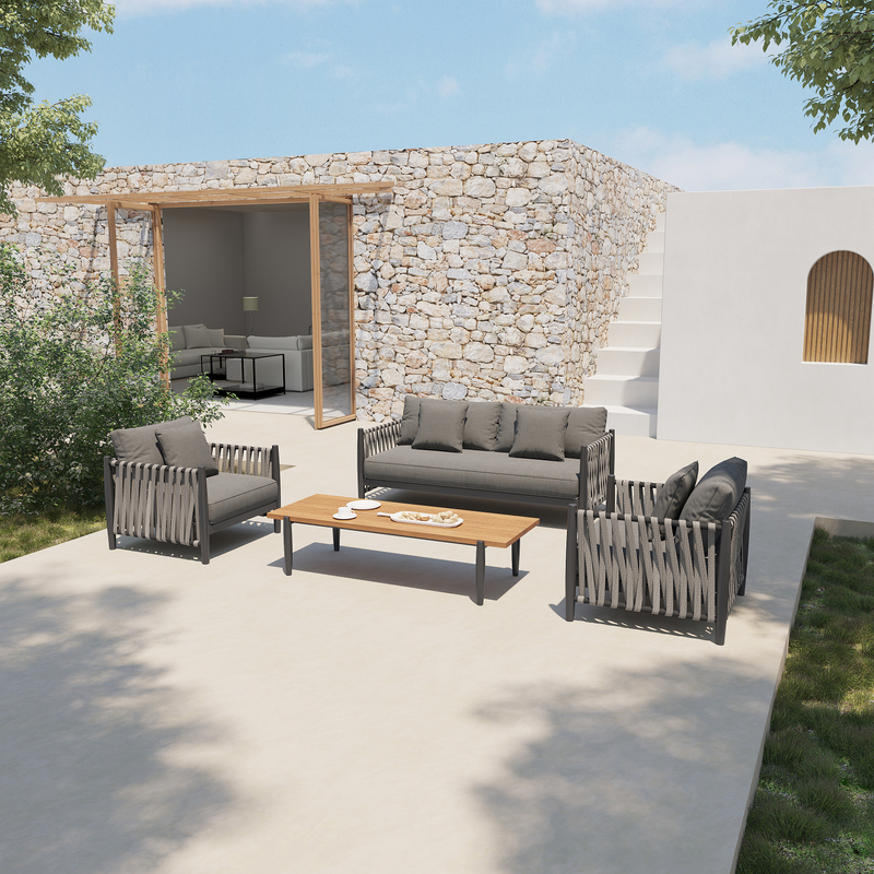 Luxury Modern Patio Furniture Metal Rope Garden Outdoor Sofa Set