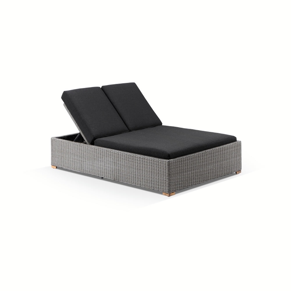 Classical Outdoor Wicker PE Rattan Double Seater Sun Lounger