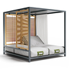Patio Daybed Set Aluminum Curtain Sunbed With Canopy For Pool