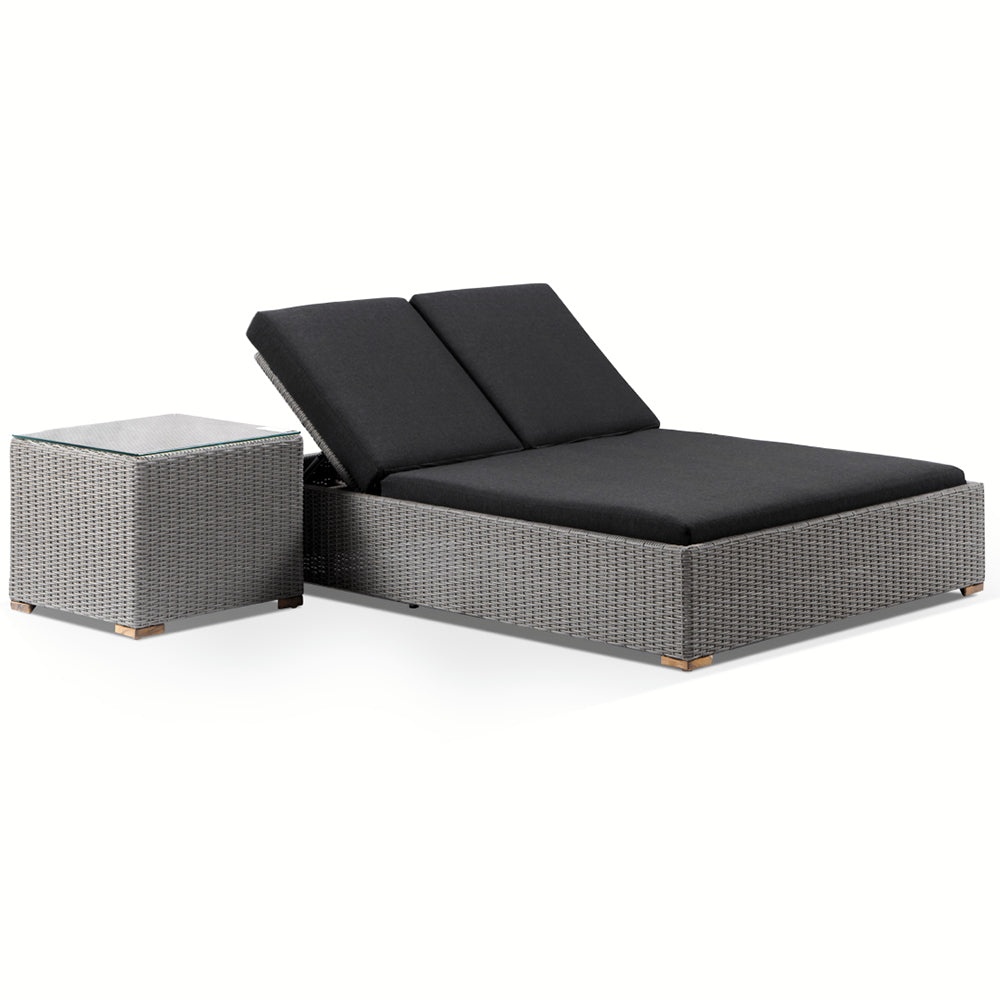 Classical Outdoor Wicker PE Rattan Double Seater Sun Lounger