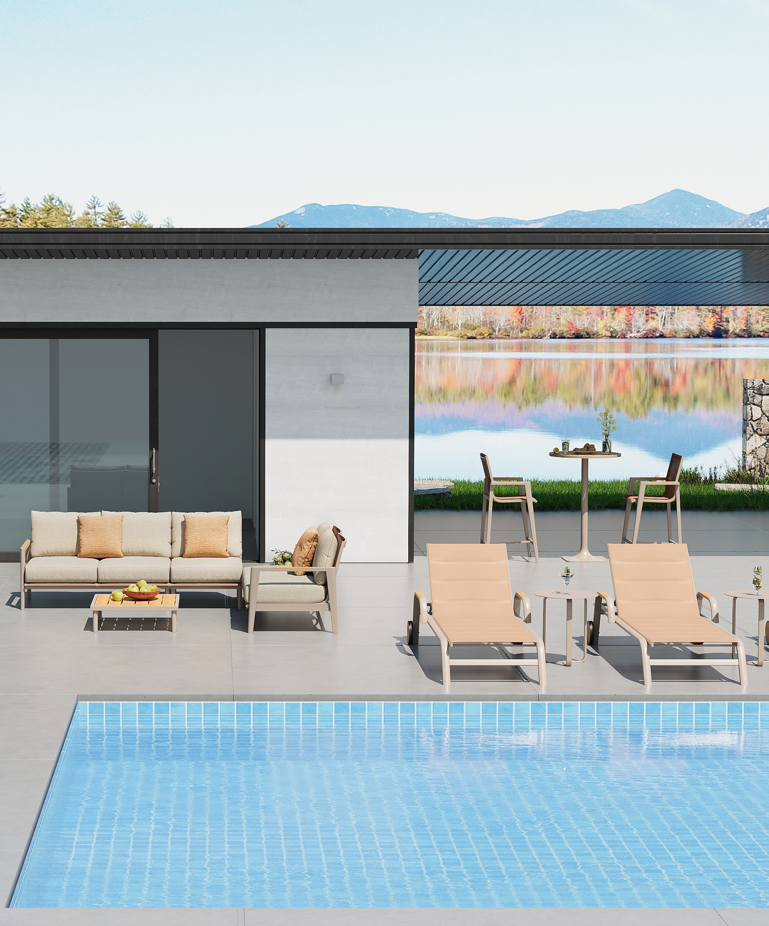 Aluminum Outdoor Sofa And Bar Sets And Sun Lounger