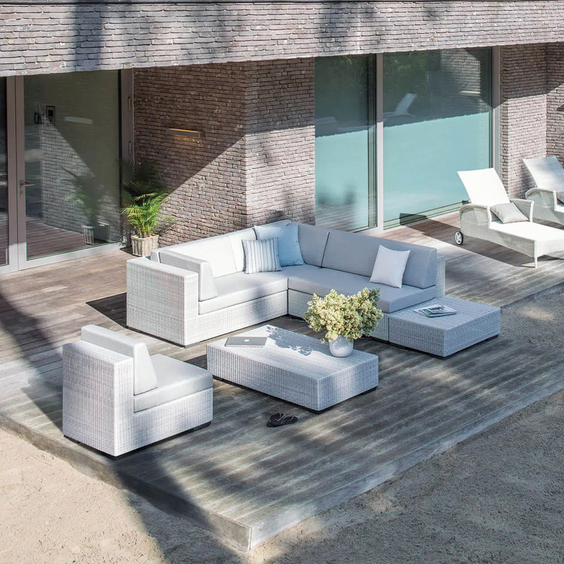 Newport 2+1+1 Outdoor Wicker Garden Lounge Sofa Set with Table Set