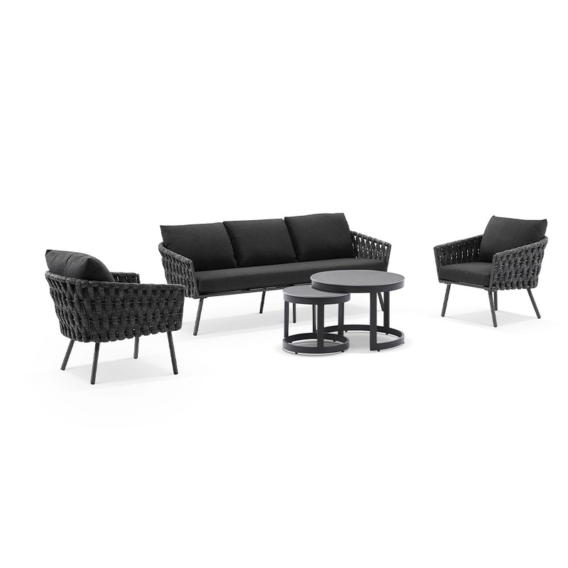 Hot Sale Outdoor 3+2+1 Rope Lounge sofa with Coffee Table Set 