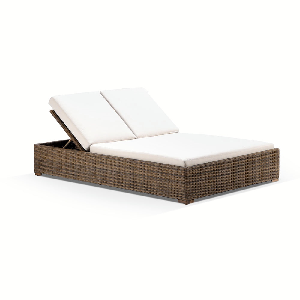 Classical Outdoor Wicker PE Rattan Double Seater Sun Lounger