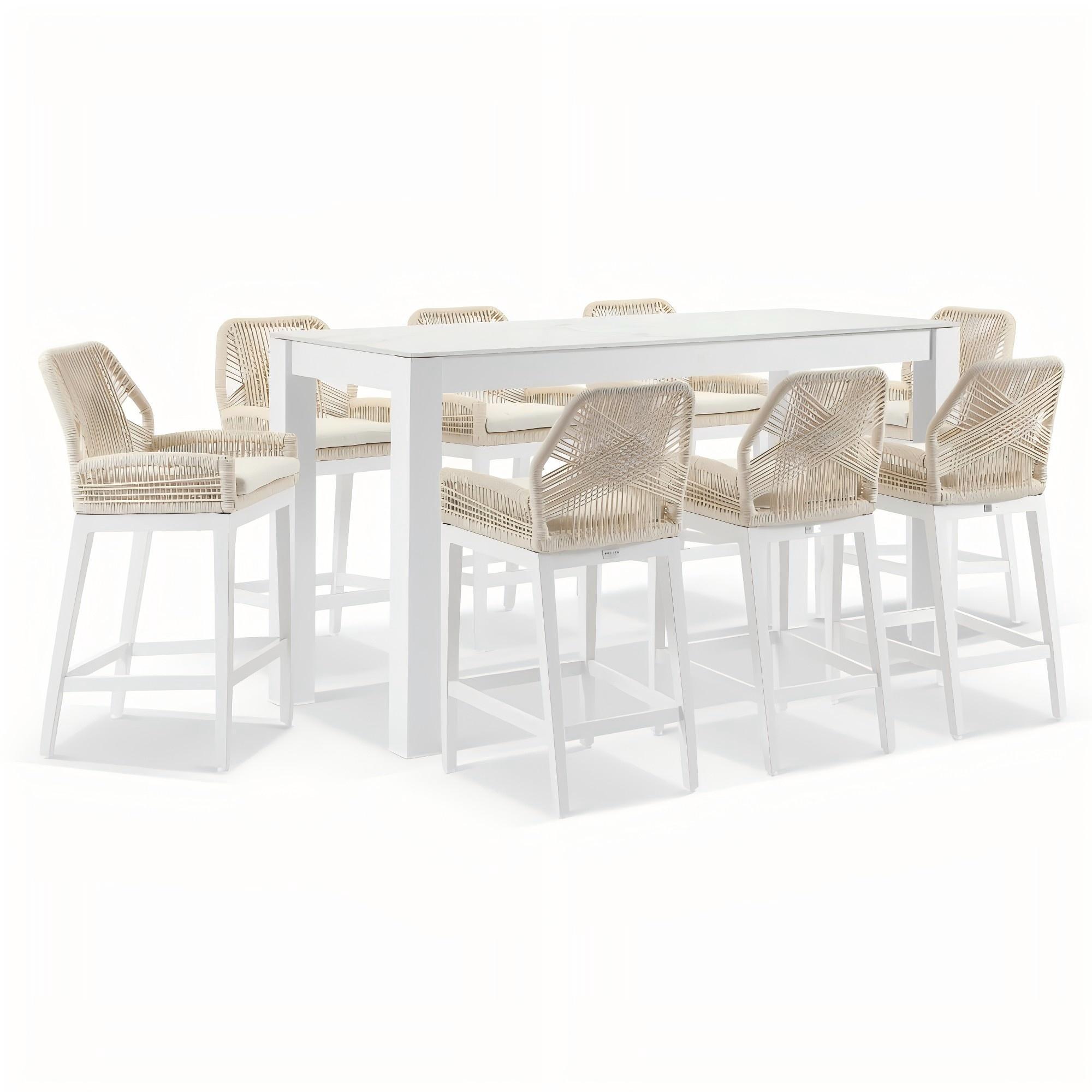 Garden Outdoor Furniture Aluminum Tables And High Bar Chairs For Cafe 