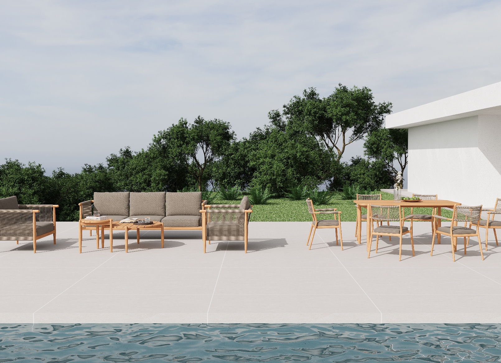 Teak Rope Woven Outdoor Dining Sets