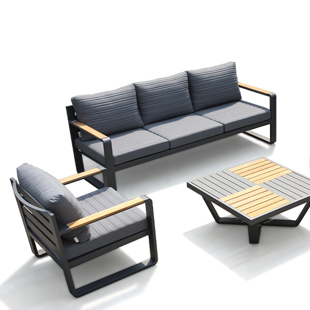 Hotel Villa Patio L Shape Sofa Lounge Leisure Customized Wooden Modular Sofa Sets