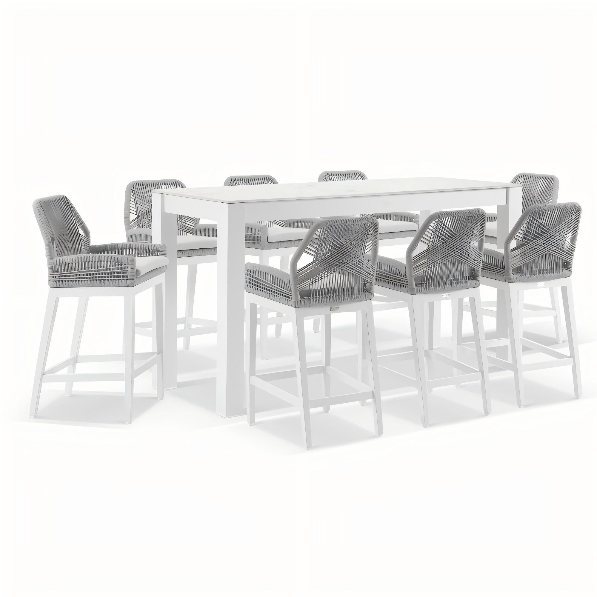 Garden Outdoor Furniture Aluminum Tables And High Bar Chairs For Cafe 
