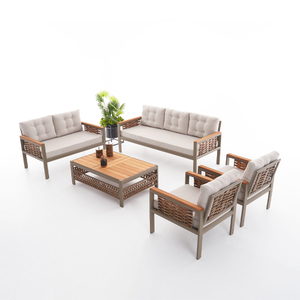 Patio Rattan Furniture Set Fabric Cushion Outdoor Wicker Chair Sofa