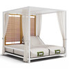 Patio Daybed Set Aluminum Curtain Sunbed With Canopy For Pool