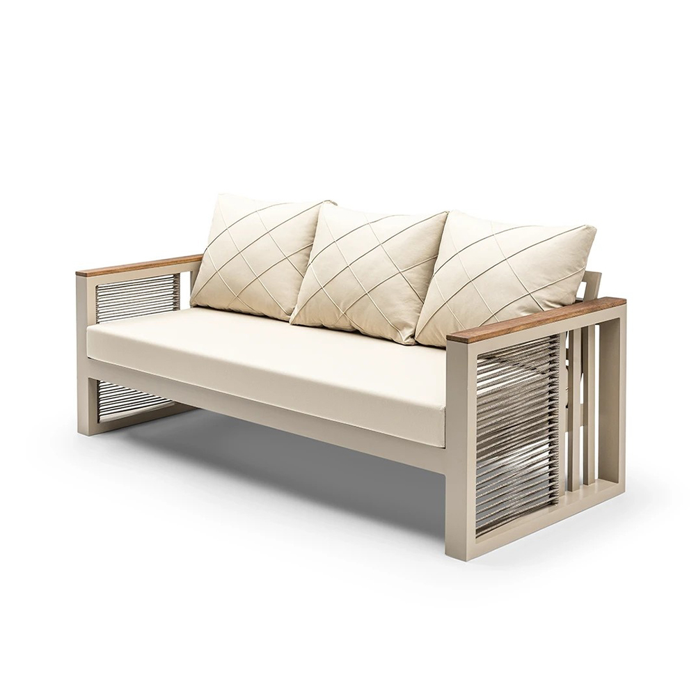 Outdoor Furniture Hotel Courtyard Aluminum Wood Sofas Leisure Comfortable Sofa Set