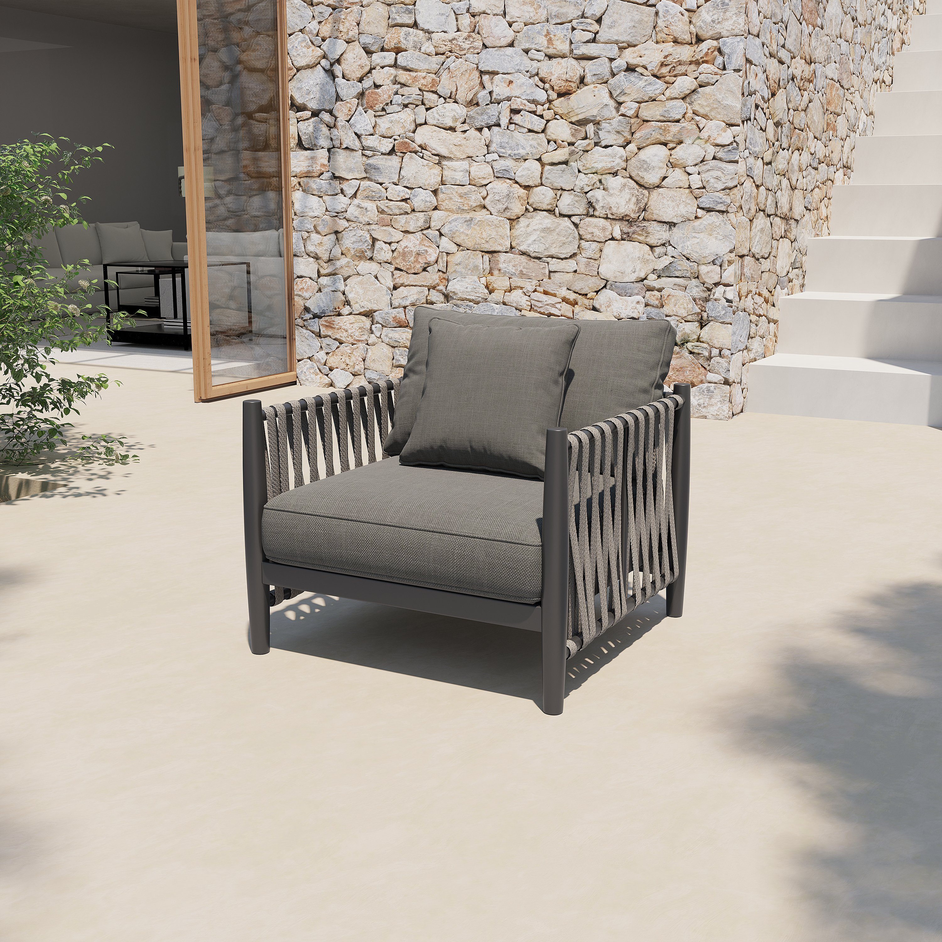 Luxury Modern Patio Furniture Metal Rope Garden Outdoor Sofa Set