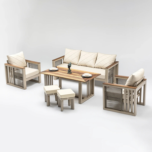 Outdoor Furniture Hotel Courtyard Aluminum Wood Sofas Leisure Comfortable Sofa Set
