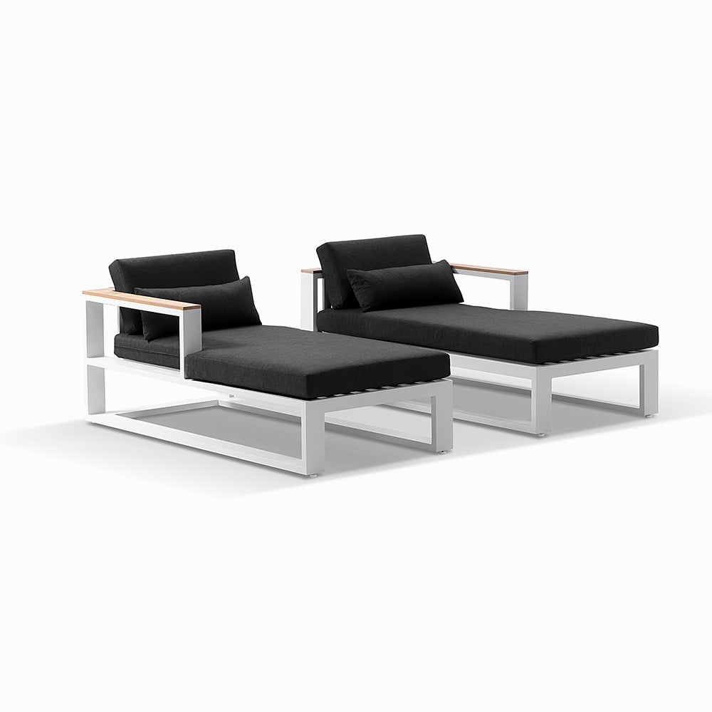 Aluminum Outdoor Furniture Patio Lounger Sunbed Double Chaise Lounge