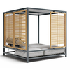 Patio Daybed Set Aluminum Curtain Sunbed With Canopy For Pool