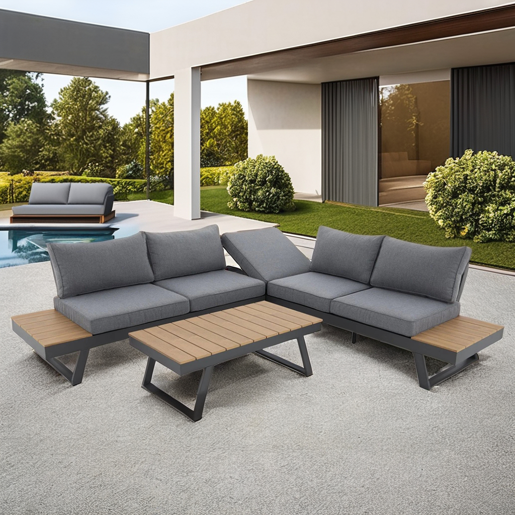 Garden Patio Furniture Sofa Set Aluminum L Shape Outdoor Garden Sofa Sets