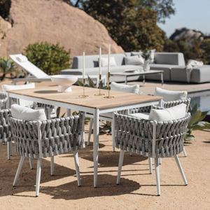 Luxury Aluminum Outdoor Furniture Rope Dining Table And Chairs Set