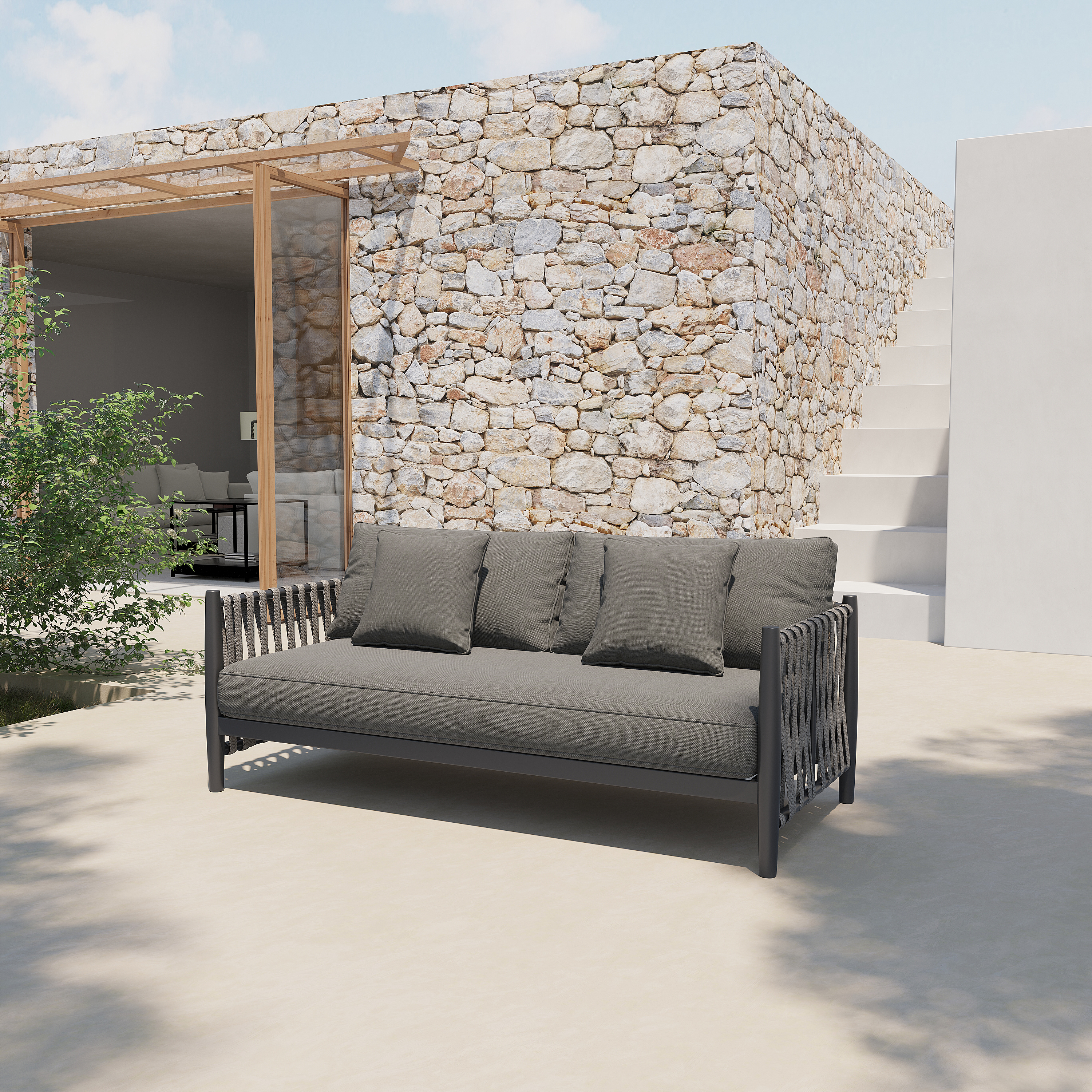 Luxury Modern Patio Furniture Metal Rope Garden Outdoor Sofa Set