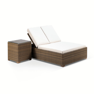 Classical Outdoor Wicker PE Rattan Double Seater Sun Lounger