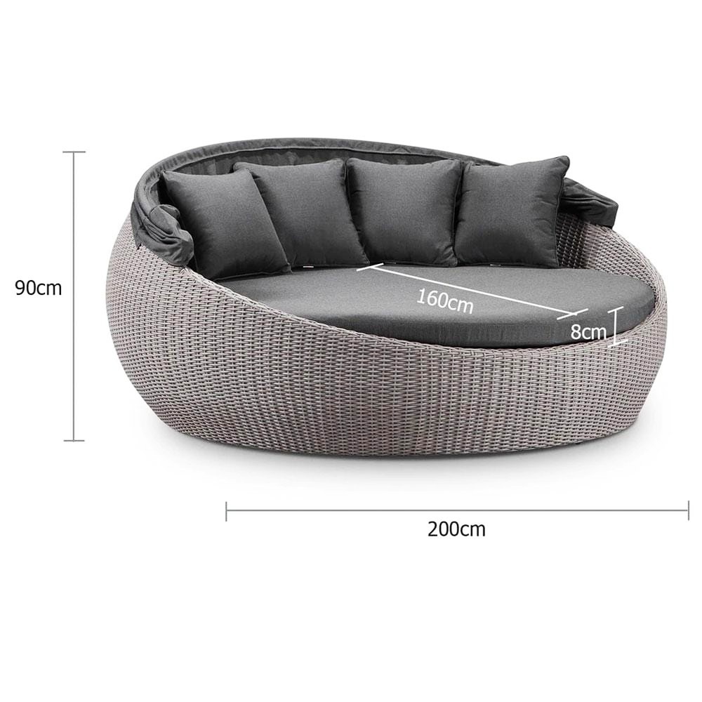 Outdoor Villa Daybed Leisure Wicker Rattan Sun Bed 